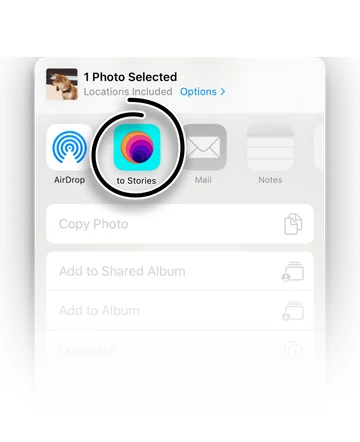 Setting up the to Stories Share Sheet shortcut on iPhone