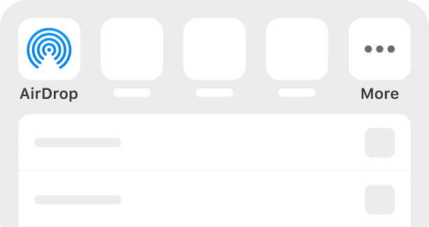 Opening the More menu in the iOS Share Sheet