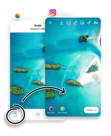 Sharing a photo to an Instagram Story with to Stories