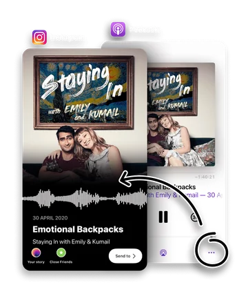 A podcast episode shared as an Instagram Story card