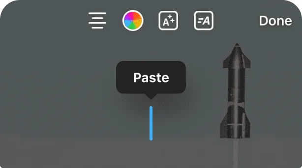 Pasting a sticker onto an Instagram Story