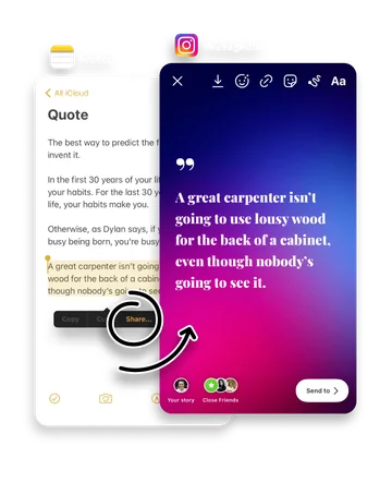 A text quote designed as an Instagram Story