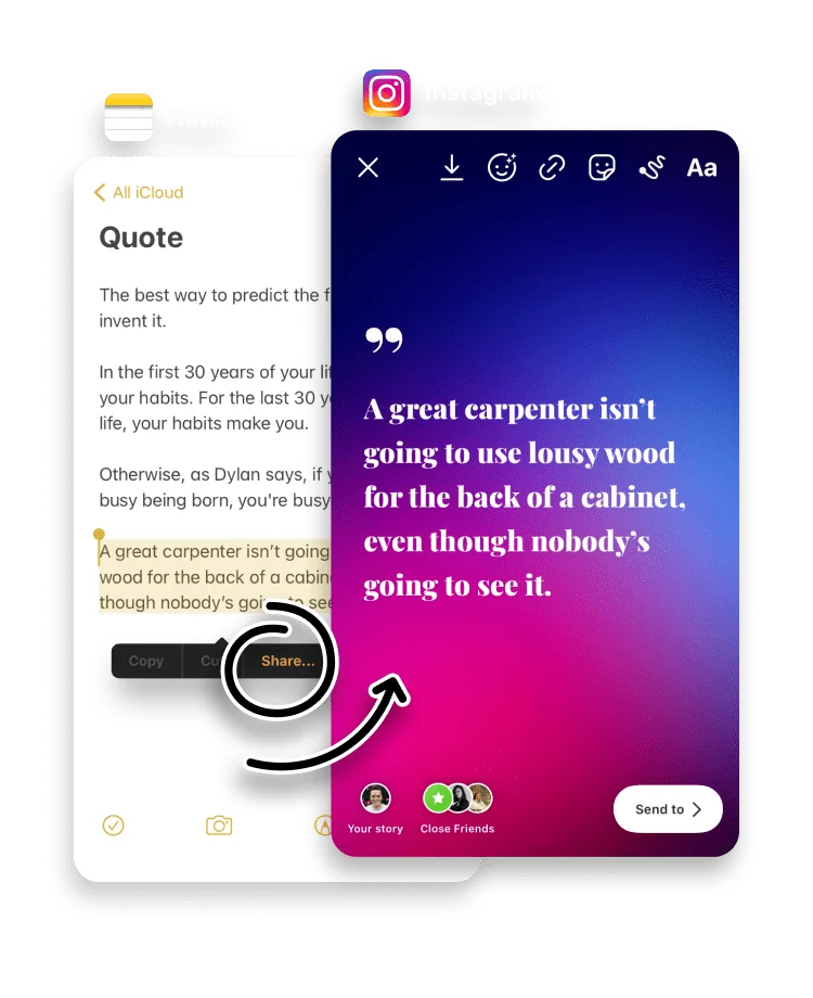 A text quote designed as an Instagram Story