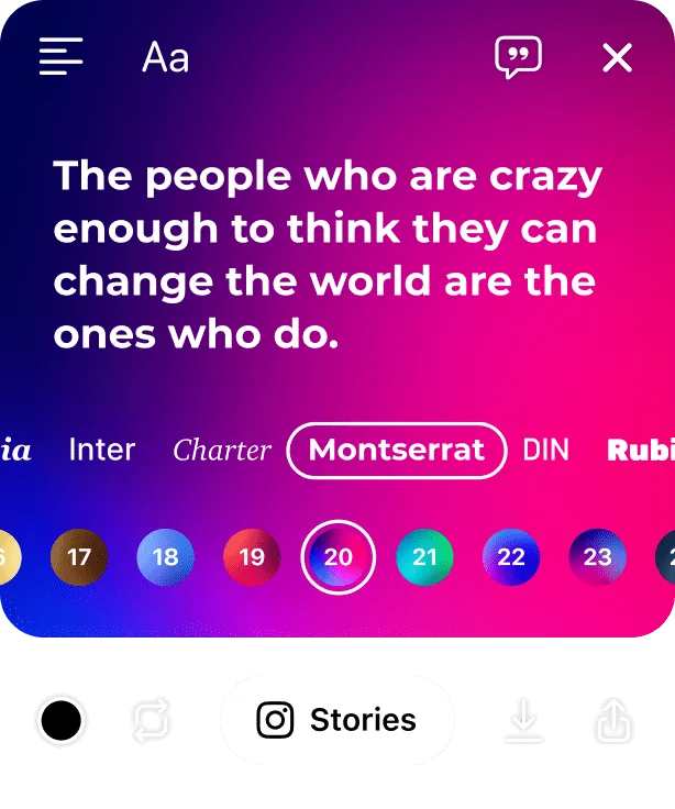 Styling a text Story with fonts and gradients in to Stories