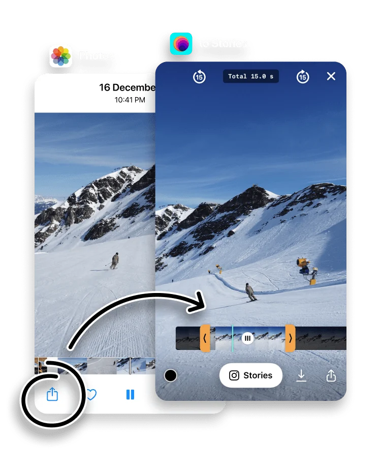 Trimming a video to share to an Instagram Story