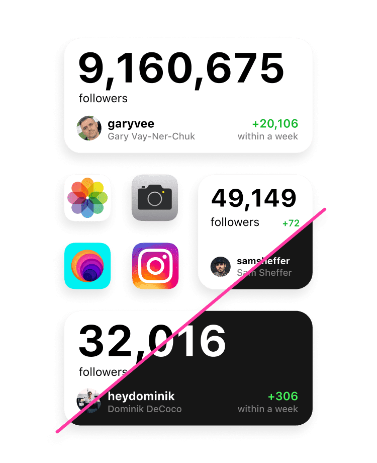 The to Stories Instagram followers widget on an iPhone Home Screen