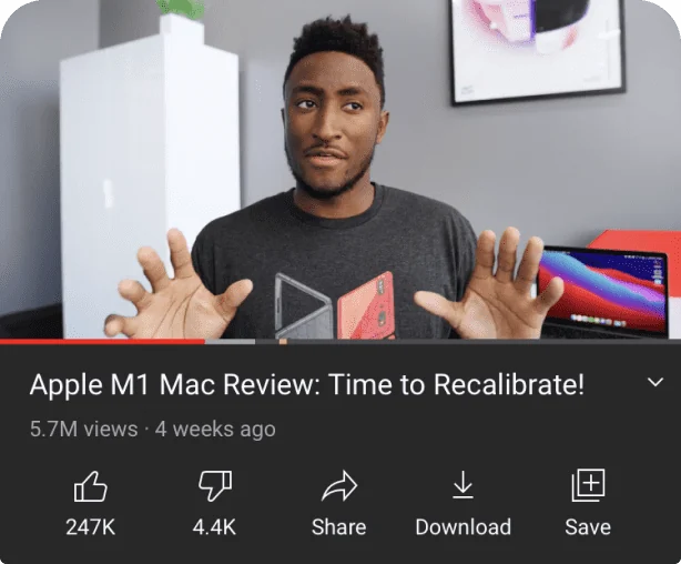 The Share button on a YouTube video